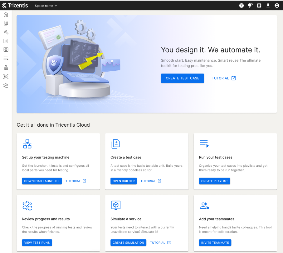 Tricentis Test Automation Welcome Page