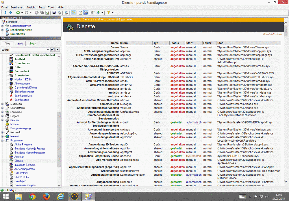 pcvisit screenshot: pcvisit services monitoring