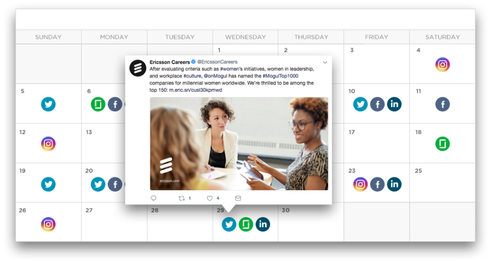 CareerArc Social Recruiting screenshot: CareerArc Social Recruiting calendar
