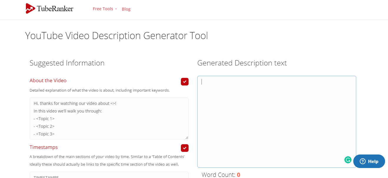 TubeRanker - YouTube Video Description Generator Tool