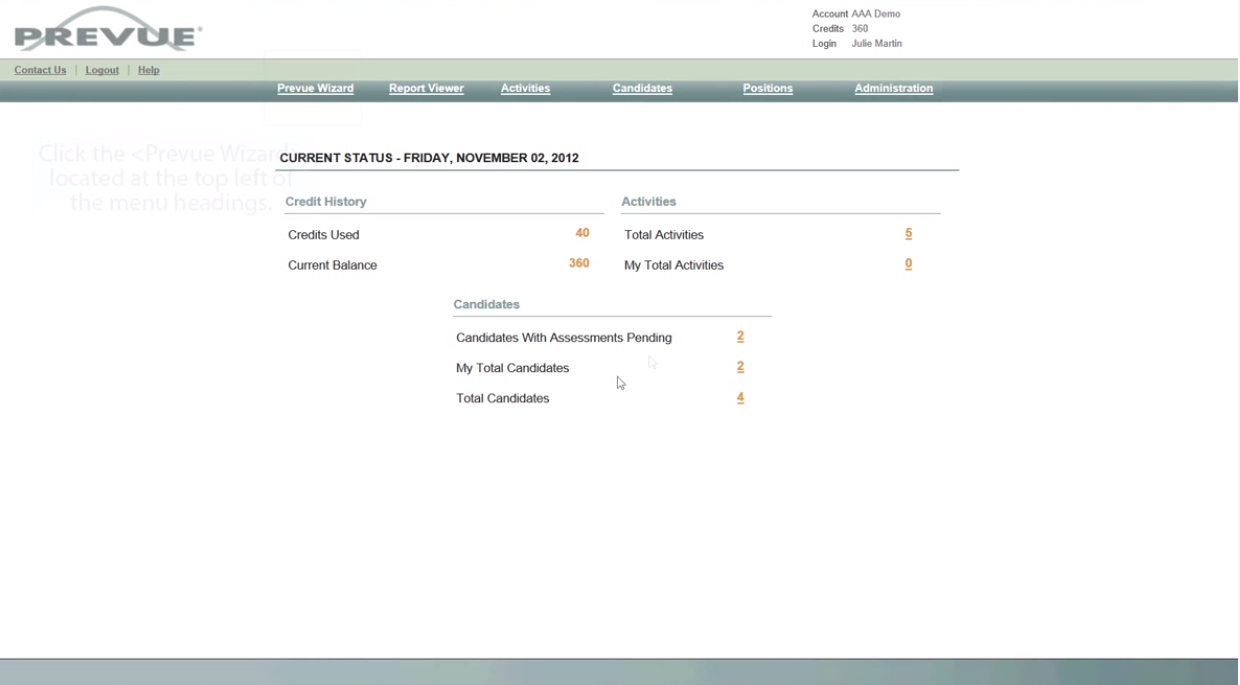 Prevue HR wizard screenshot