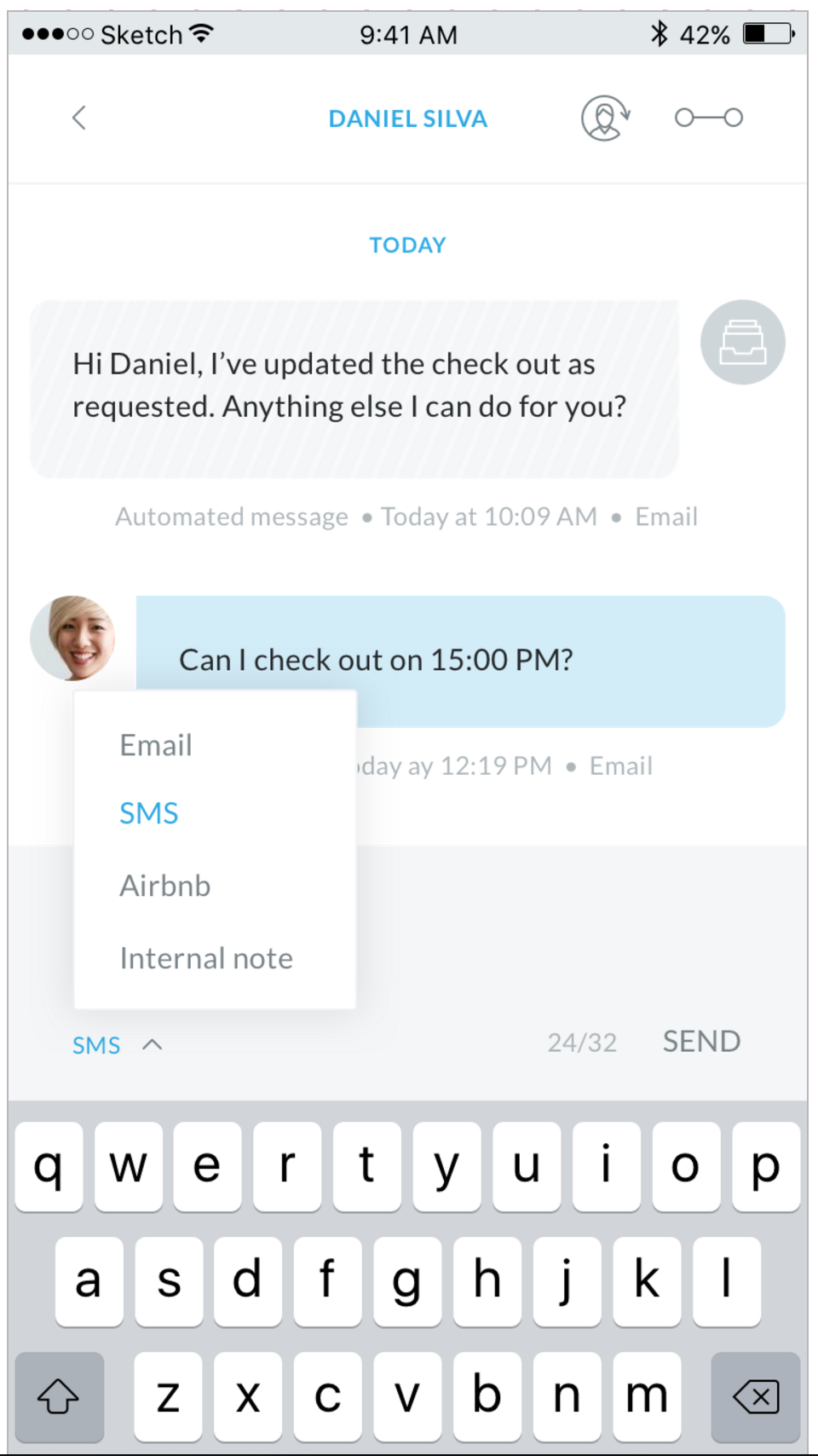 Guesty Software - Reply to guests through all channels including Airbnb, email, SMS, or right an internal note