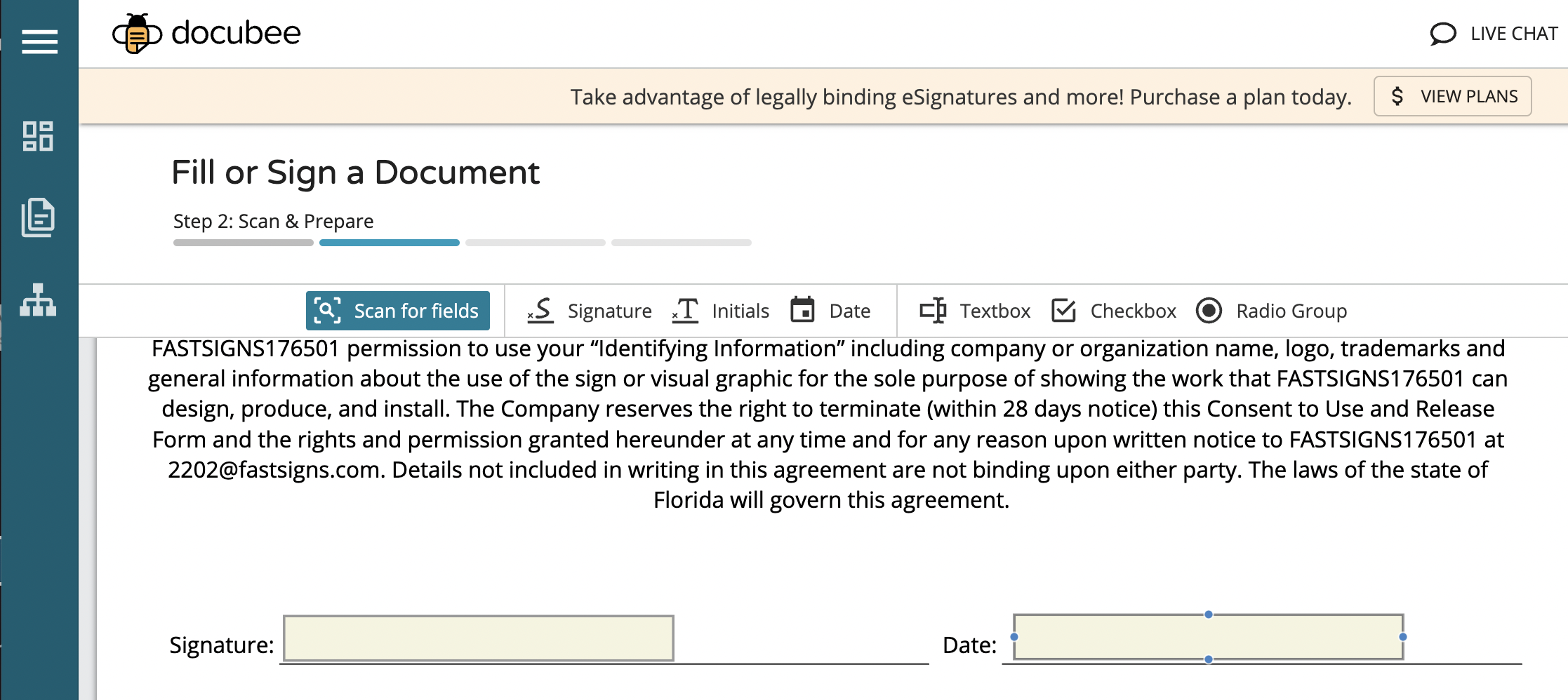 Add fillable signature and date fields to documents for others to complete.