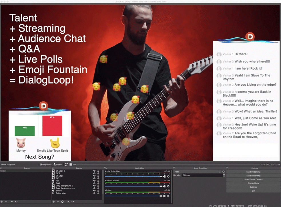 Live Video Streaming Interaction on OBS Studio with DialogLoop Influence