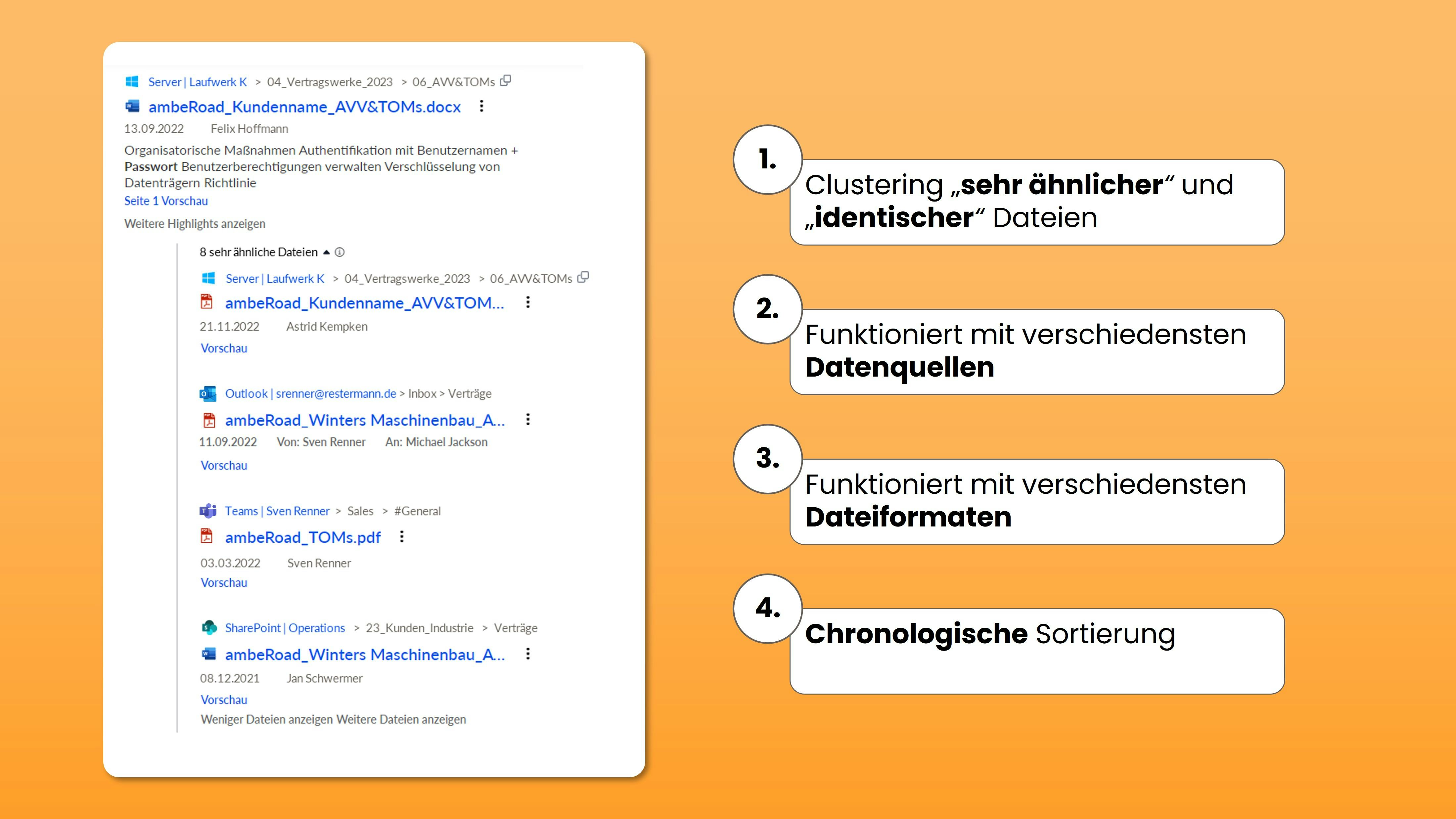 amberSearch Software - Clustering of similar files & different versions