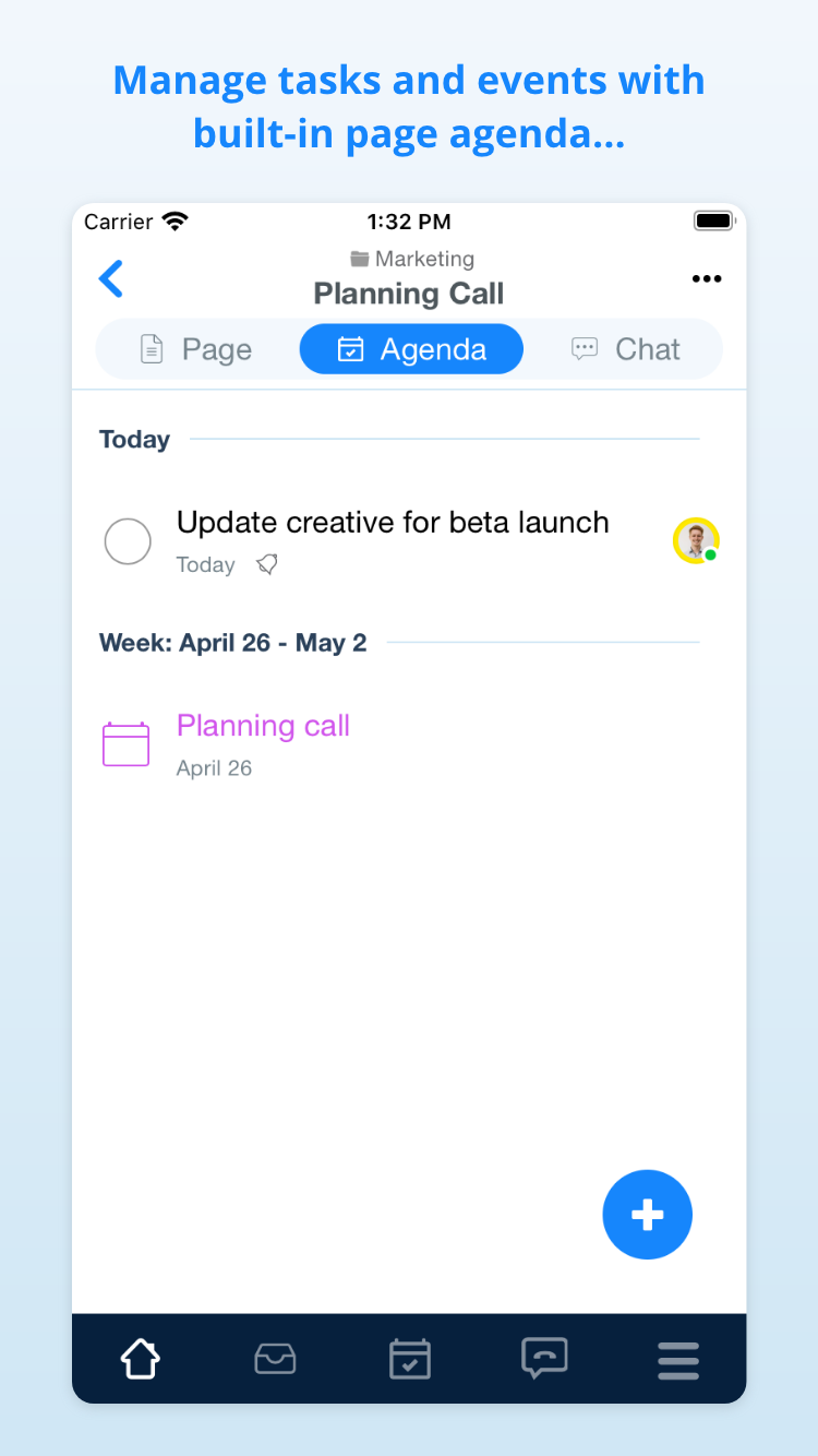 Samepage Software - See all tasks and events for a document in the Agenda tab.