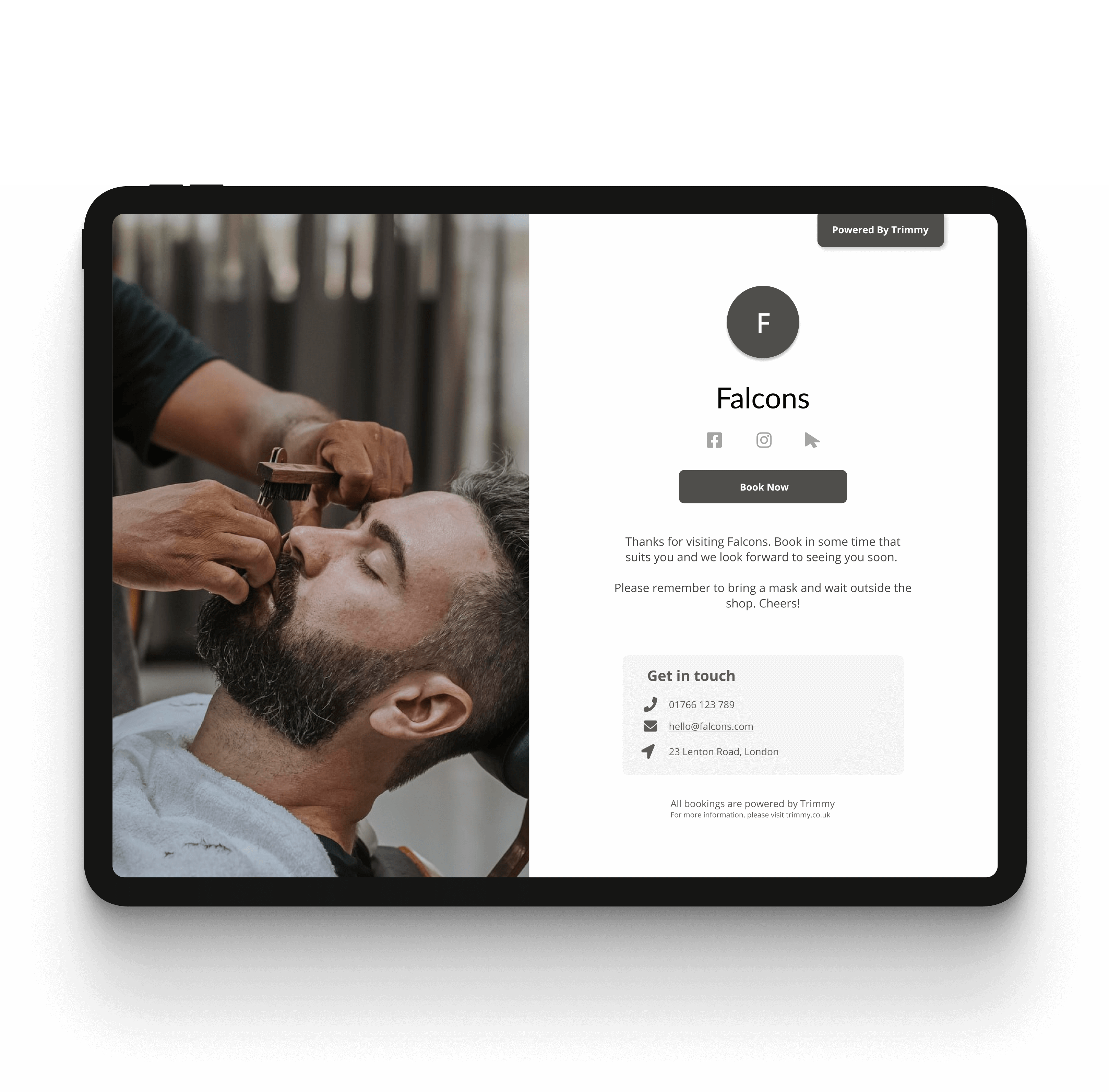 Trimmy screenshot: Trimmy booking page