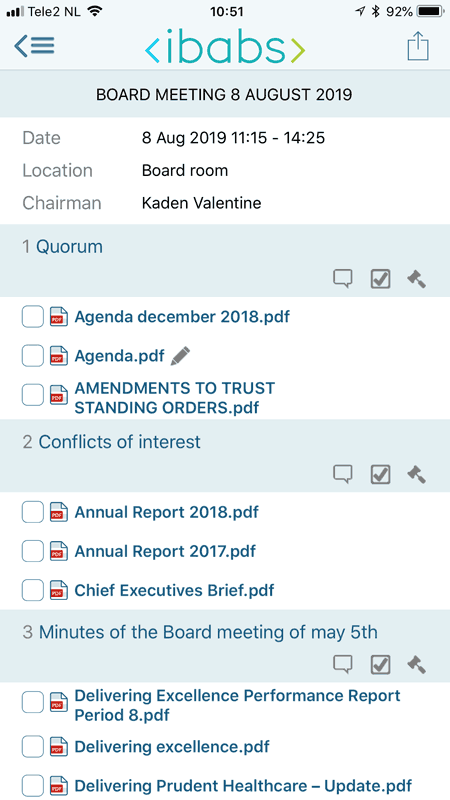 Board meeting agenda