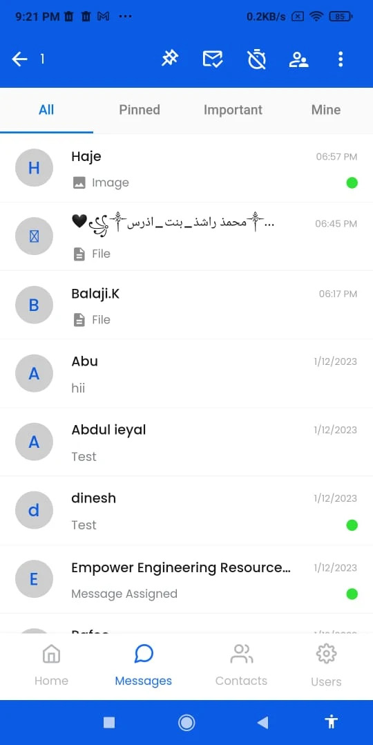 Ownchat screenshot: chat screen