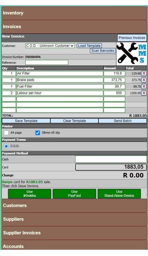 EZBeanZ Software - EZBeanZ new invoice