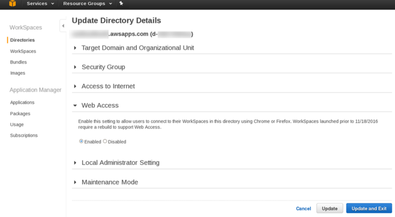 Amazon WorkSpaces Software - Amazon WorkSpaces directory details
