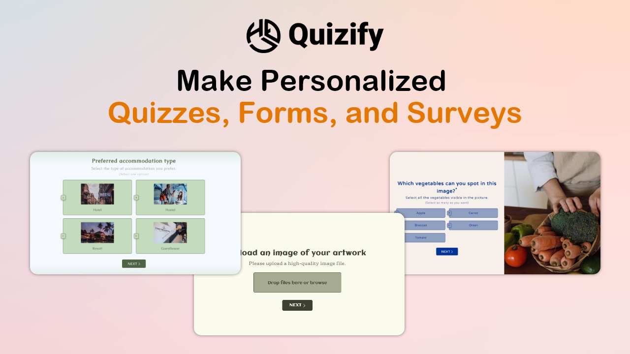 Quizify screenshot: Make Personalized Quizzes, forms and surveys