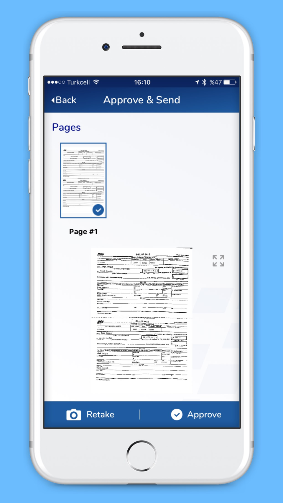 Approve & send captured documents