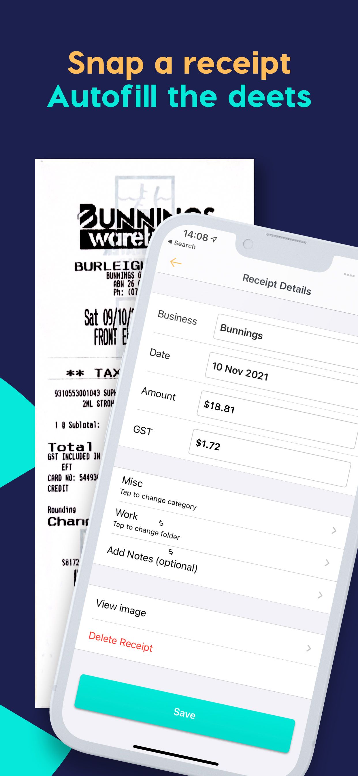 Crunchr screenshot: Crunchr - Snap a receipt and autofill the deets within seconds