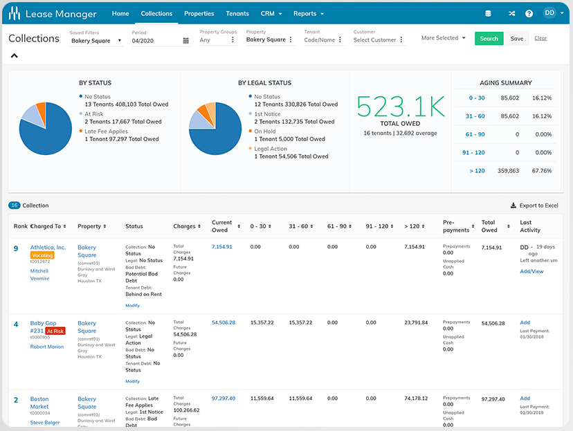 Corporate Lease Manager collections