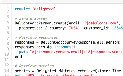 REST-based API support made available to allow developers the ability to automate the gathering of feedback via Delighted