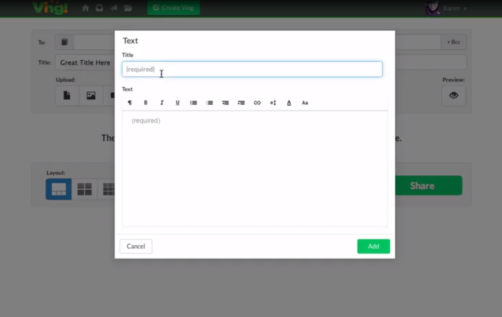 Ving Software - Ving add text