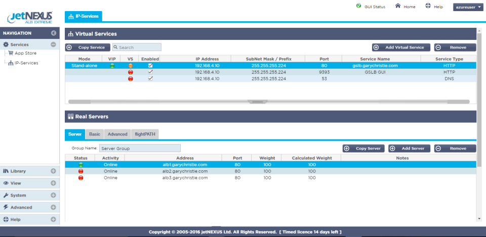 jetNEXUS Load Balancer Screenshot