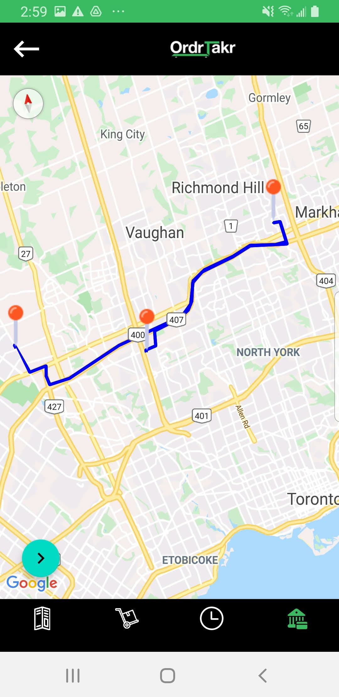 OrderTaker Software - Route Tracking