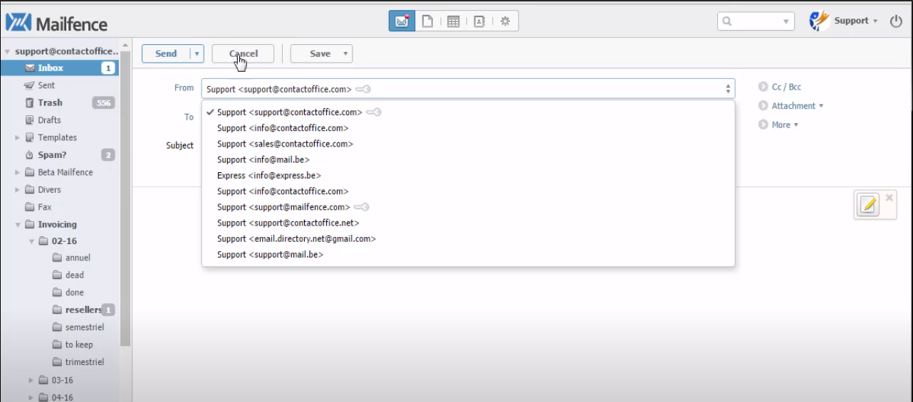 Mailfence inbox