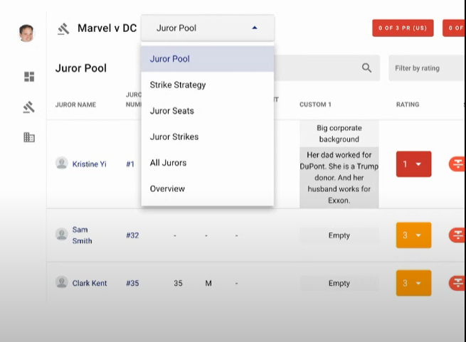 JurorSearch screenshot: JurorSearch jury pool