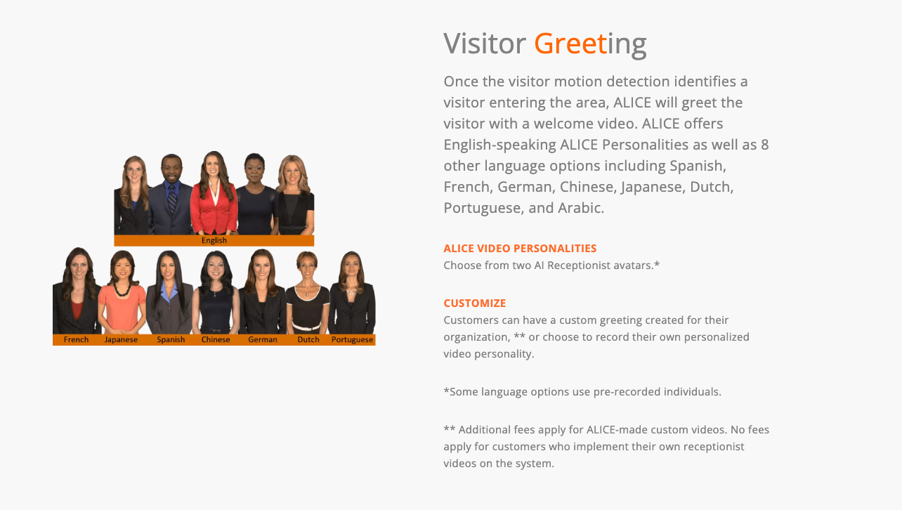 ALICE Receptionist Software - Multi Language Capabilities