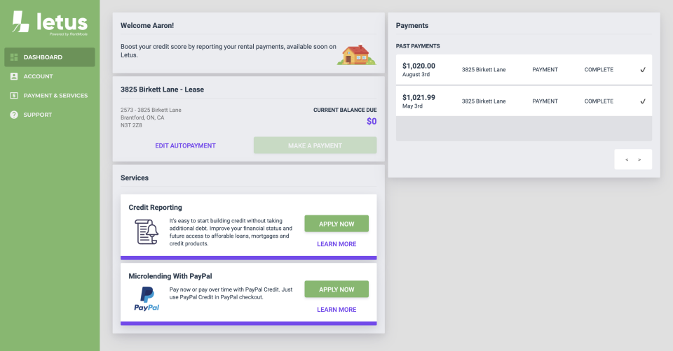 LetUs Software - Dashboard