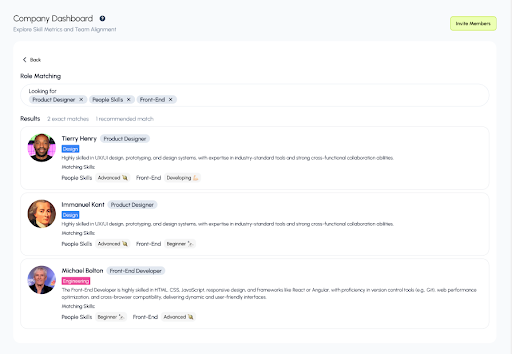 SkillsBoard screenshot: Skills-based talent scouting