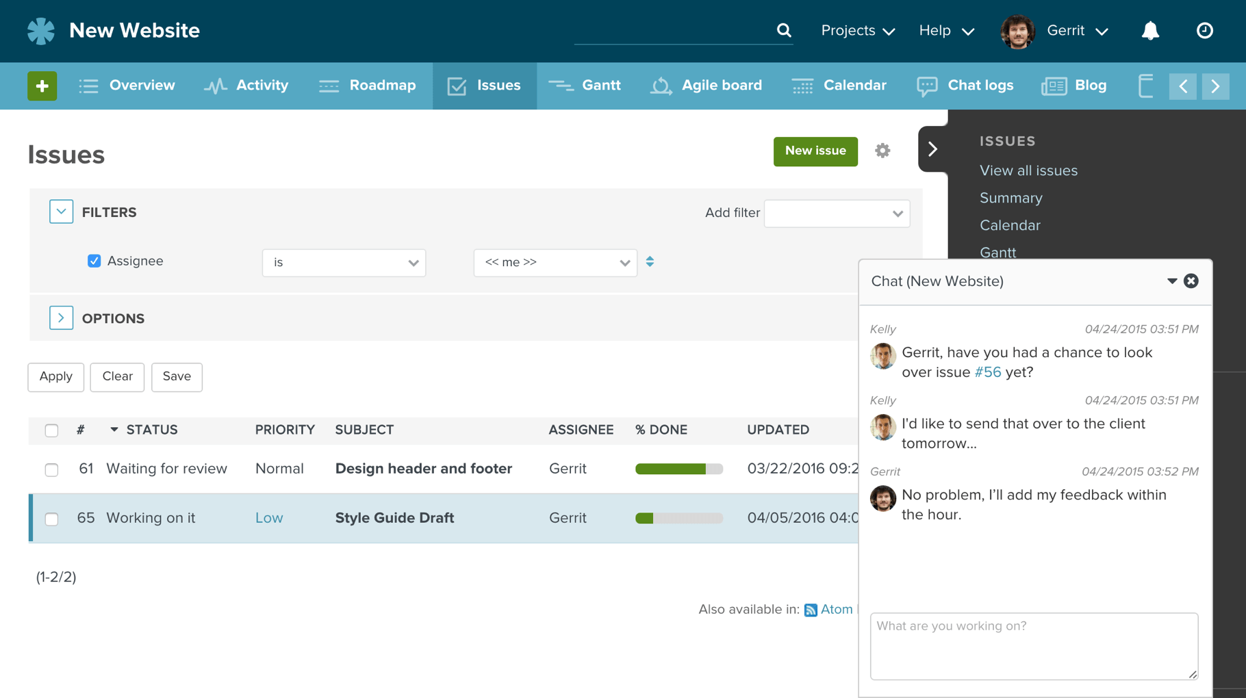 Issue Tracking and Chat Integrated in Planio
