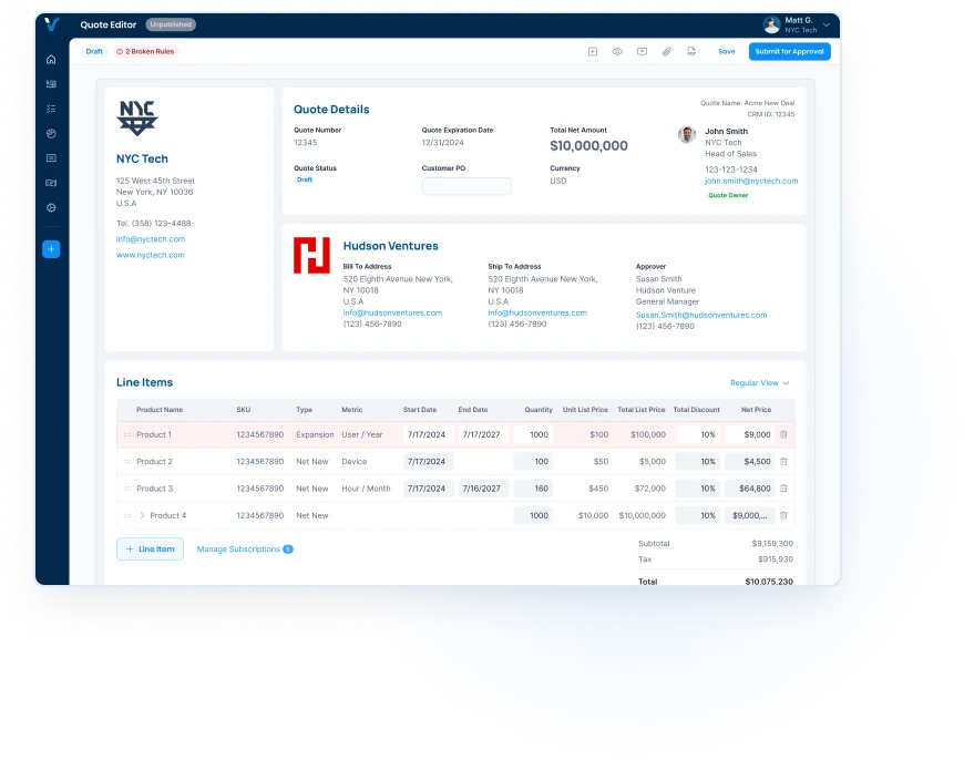 Vendori screenshot: Vendori manage complex pricing and product catalogs.