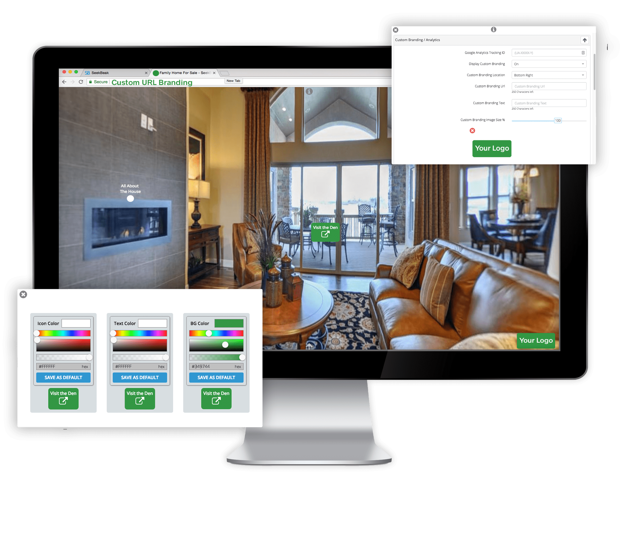 SeekBeak Software - Brand 360° images with a logo, colors, URL, and more for a custom branding experience