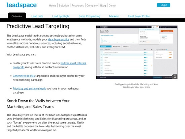 Leadspace screenshot: leadspace.com - CRM - Overview