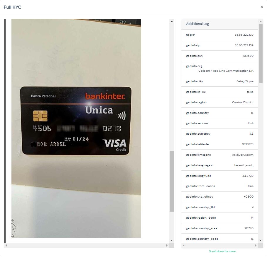 KYC - Credit card scan, blurred digits