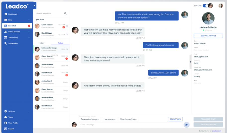 Leadoo live chat