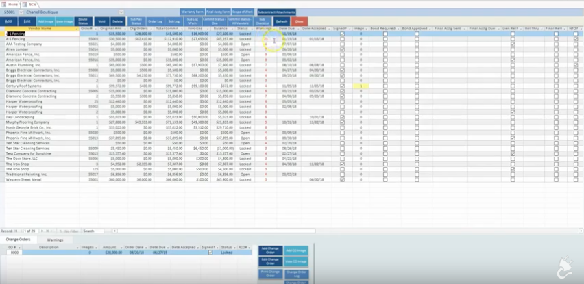 The Power Tools Software - Transactions can be tracked with filters for view specific time periods or vendors