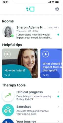 Talkspace screenshot: Talkspace therapy tools