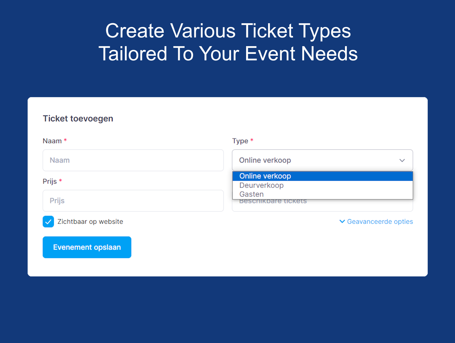 Easily Add Multiple Ticket Types for your Event
