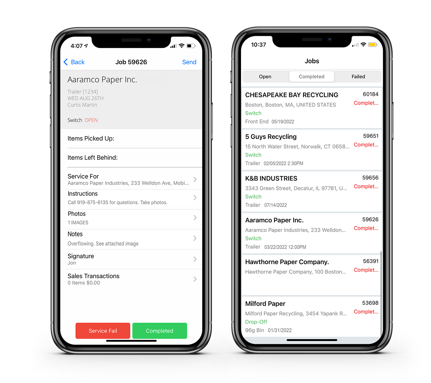 cieTrade's mobile dispatch app, cieDispatch, lets your drivers retrieve a list of assigned tickets, get directions to service locations, update job status, record notes, and even capture photos.