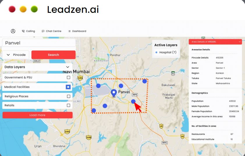 Leadzen.ai screenshot: Leadzen.ai map