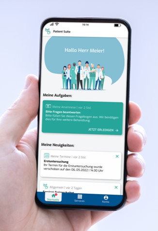 Screenshot mobile PLANFOX Patientenportal Anbieter
