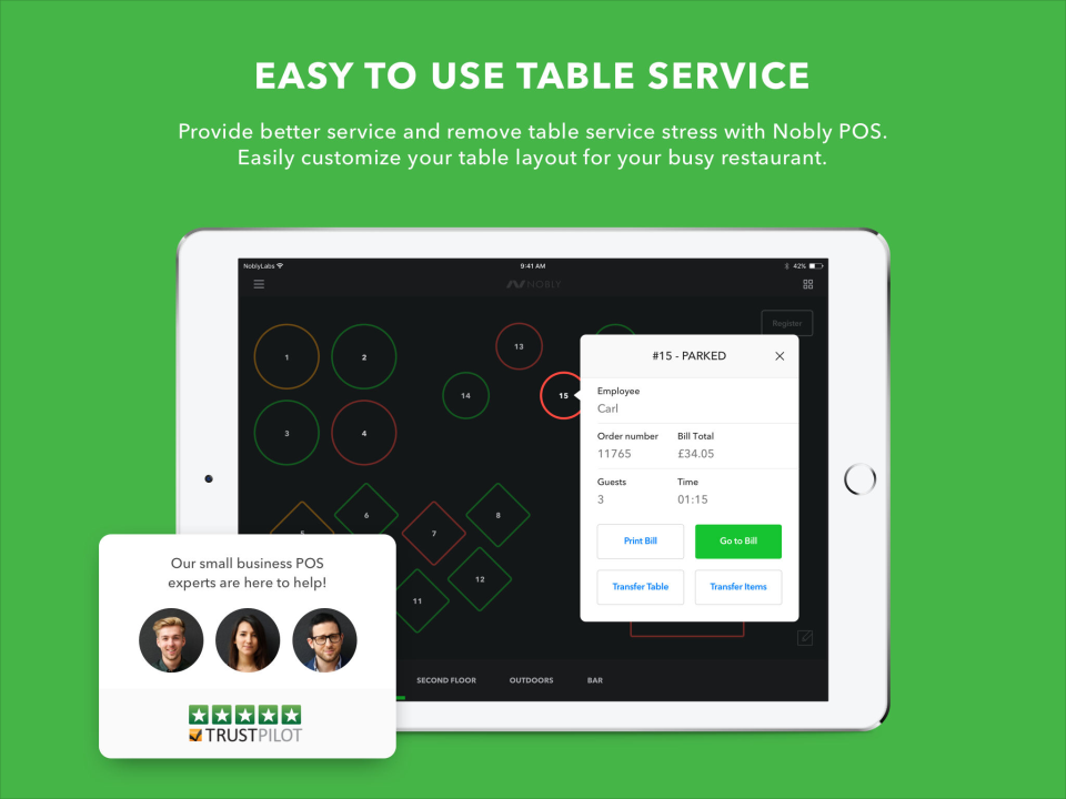 Restaurants and bars can benefit from the table service feature within Nobly