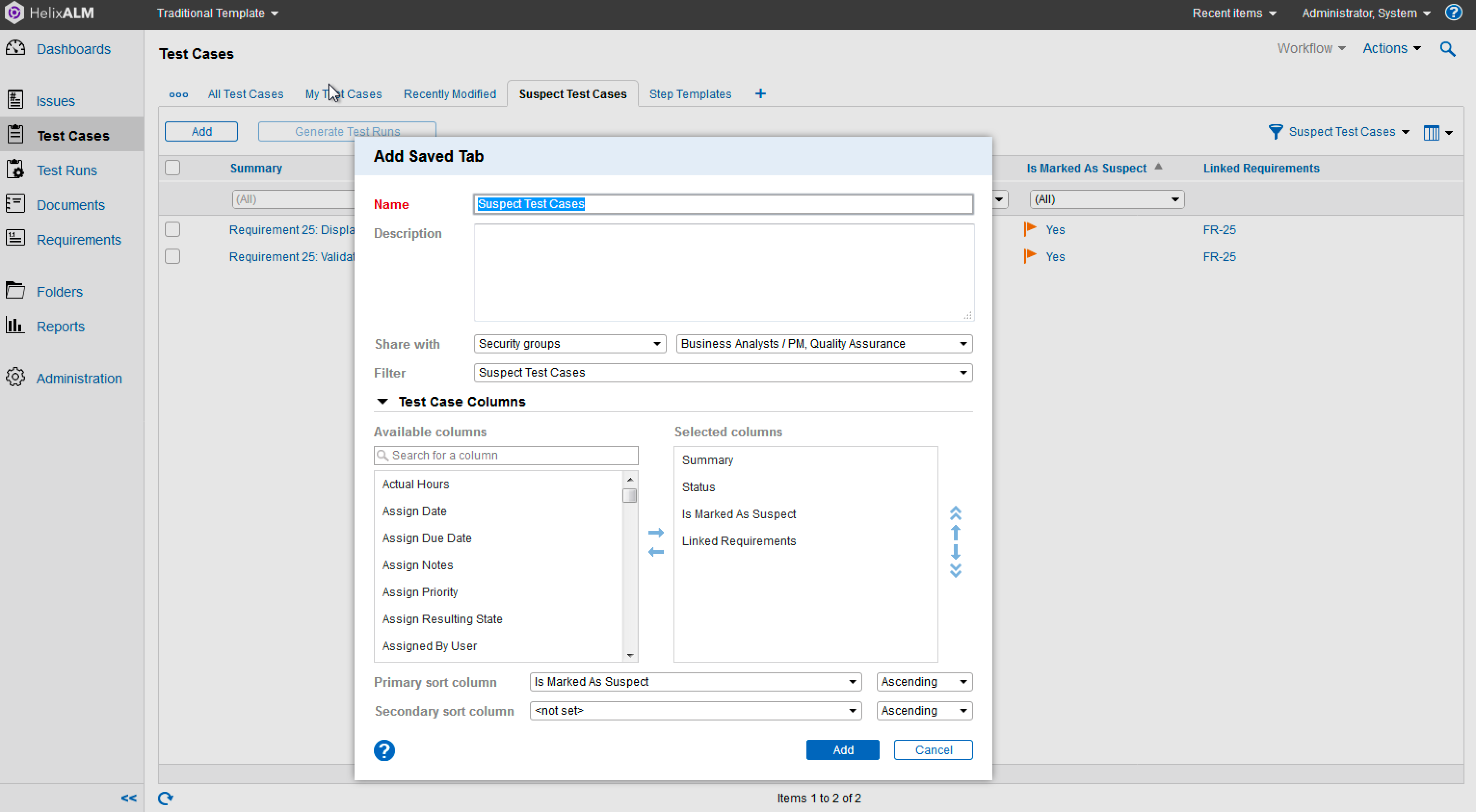 Save and share item lists, and switch between multiple instances of an item list with different columns, filters, and sorting