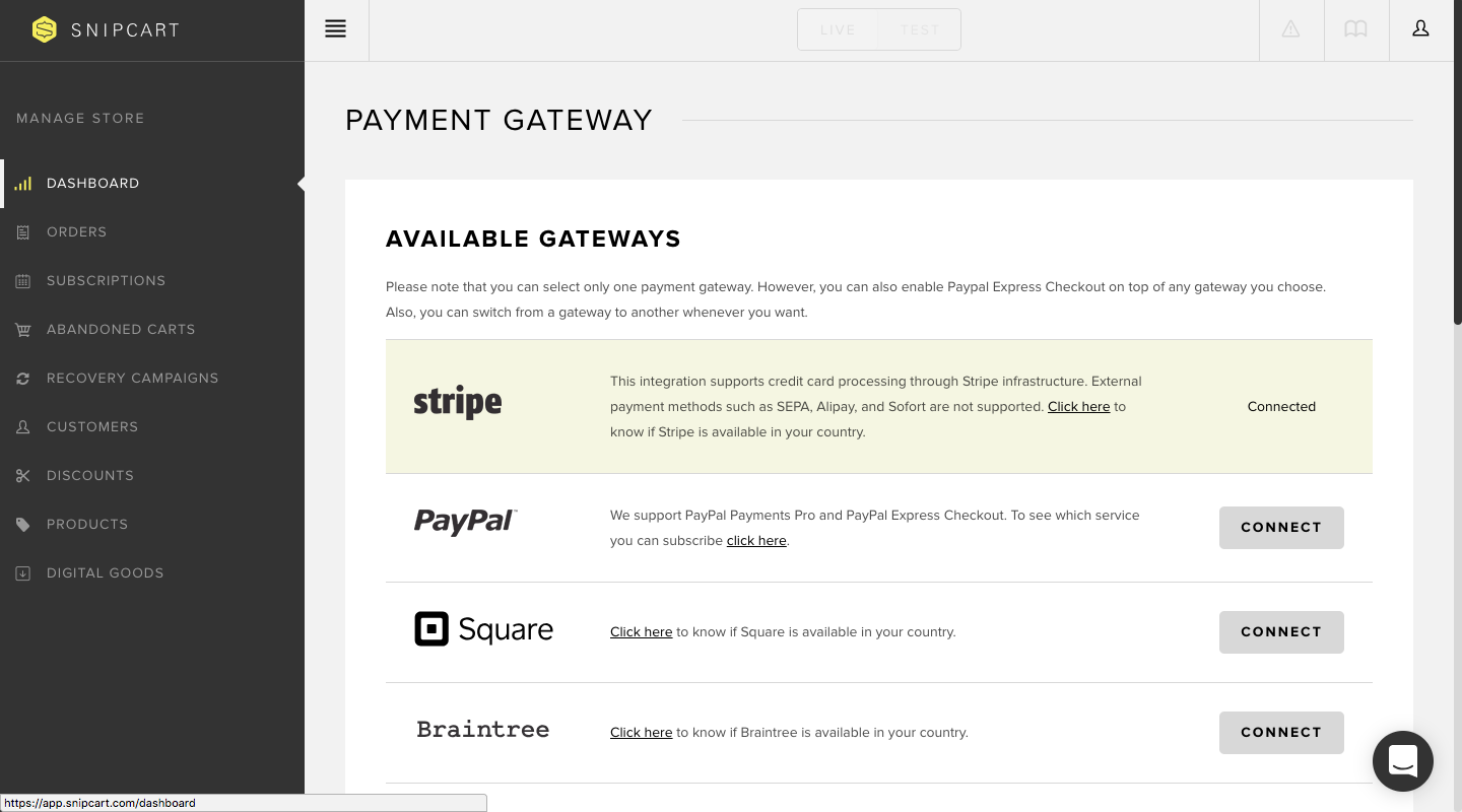 Payment gateways