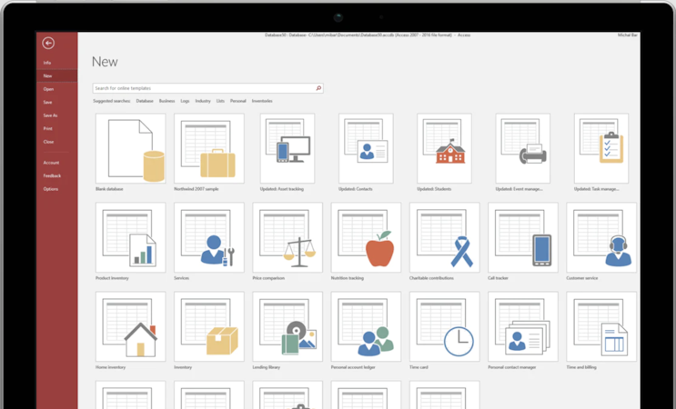 Microsoft Access screenshot: Microsoft Access search filter