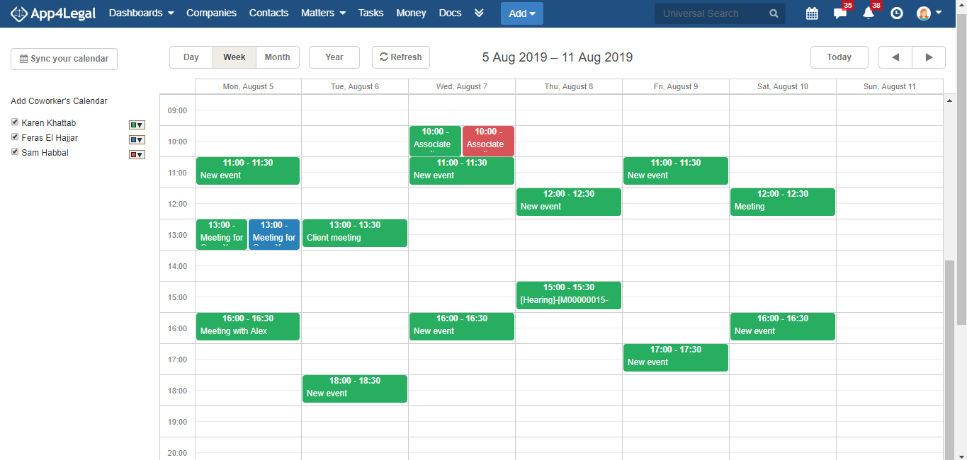 App4Legal calendar