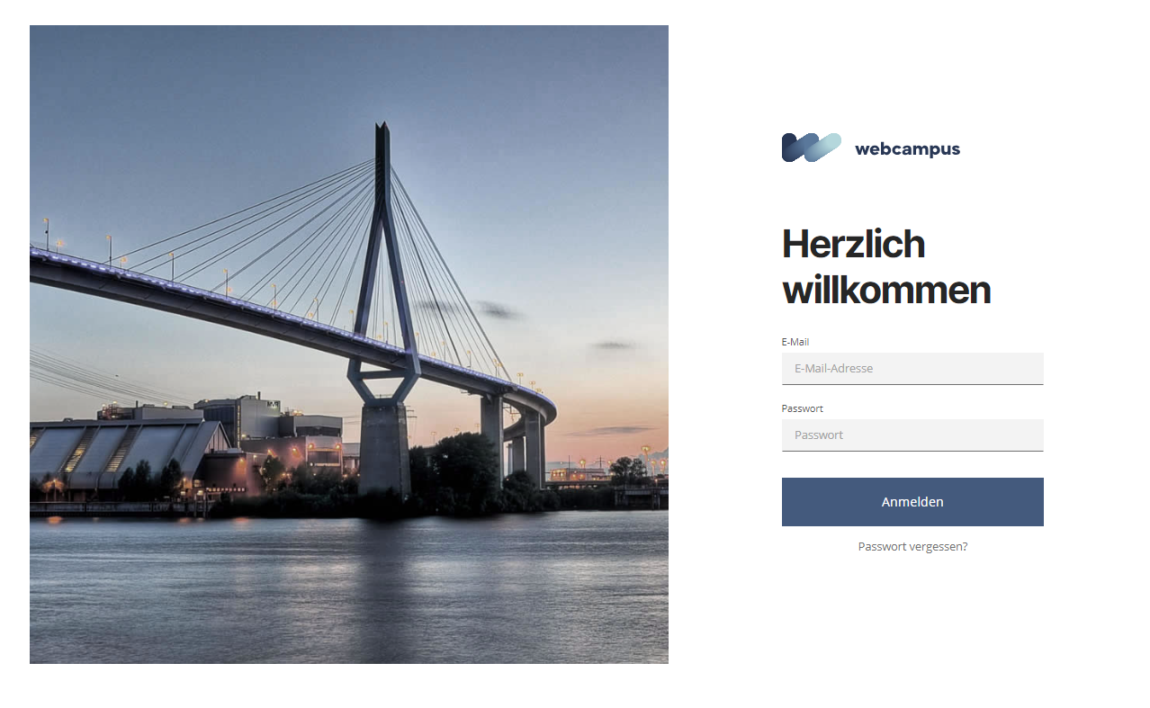 WebCampus screenshot: Example of the login screen.