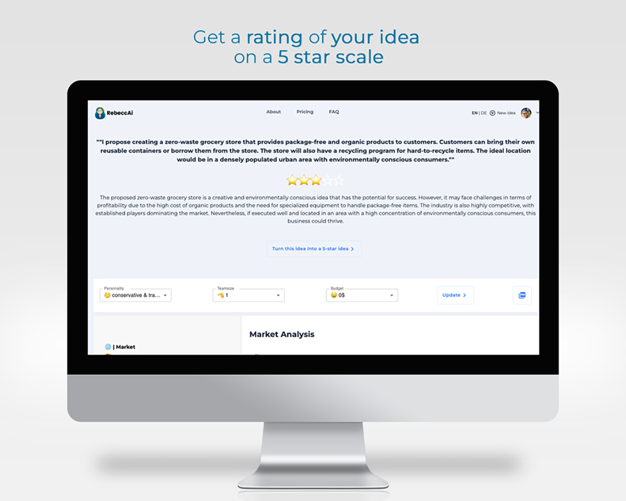 RebeccAi screenshot: RebeccAi idea rating