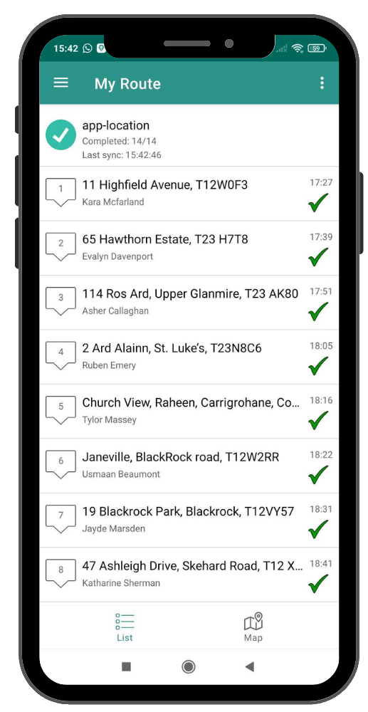 SmartRoutes Order Delivery List Mobile