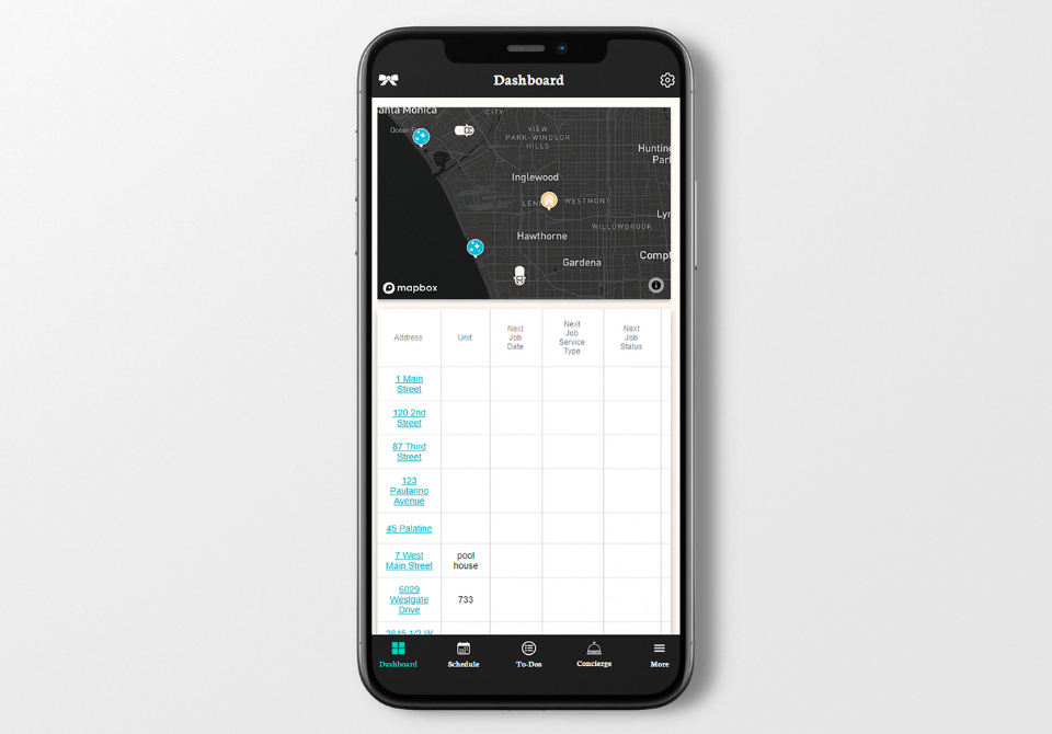 TIDY for Rentals screenshot: TIDY Addresses Listing - Mobile View