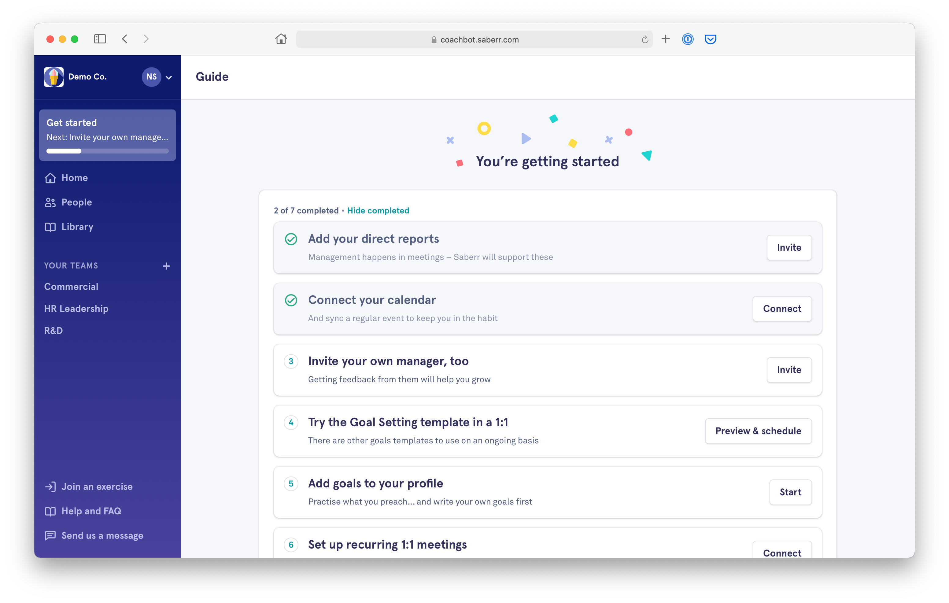 Saberr screenshot: Saberr view guide